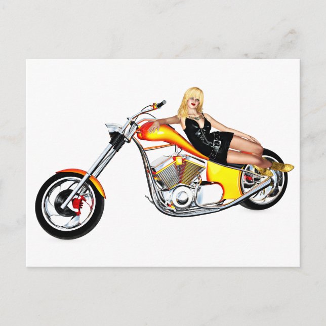 Blond on a chopper postcard (Front)