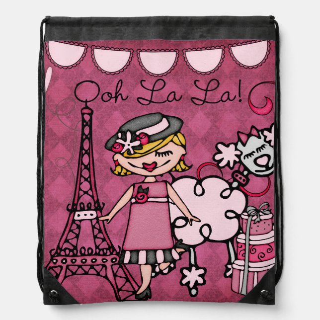 Blond Ooh La La Diva Drawstring Backpack Bag (Front)