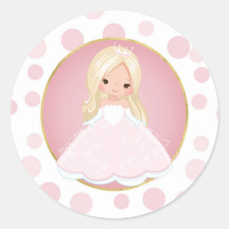 Blond Pink Princess Classic Round Sticker