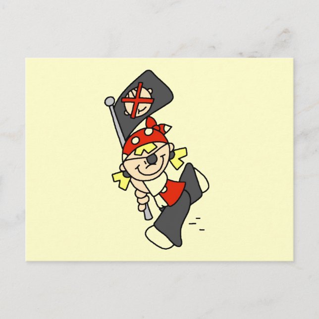 Blond Pirate With Flag Tshirts and Gifts Postcard (Front)