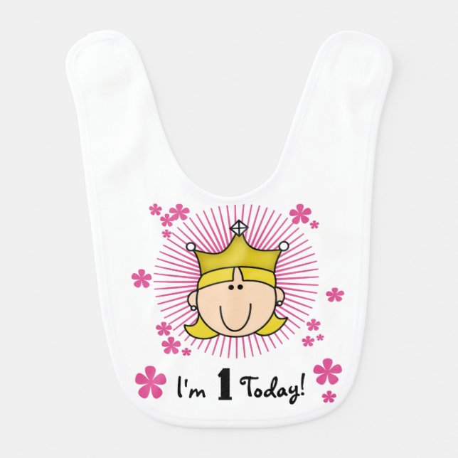 Blond Princess 1st Birthday Bib (Front)
