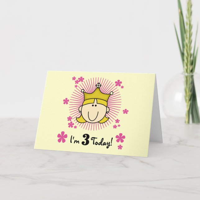 Blond Princess 3rd Birthday Tshirts & Gifts Card (Front)