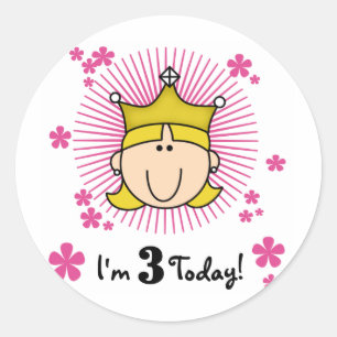 Blond Princess 3rd Birthday Tshirts & Gifts Classic Round Sticker