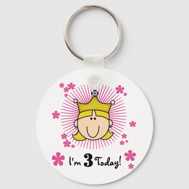 Blond Princess 3rd Birthday Tshirts & Gifts Keychain (Front)