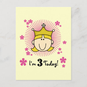 Blond Princess 3rd Birthday Tshirts & Gifts Postcard