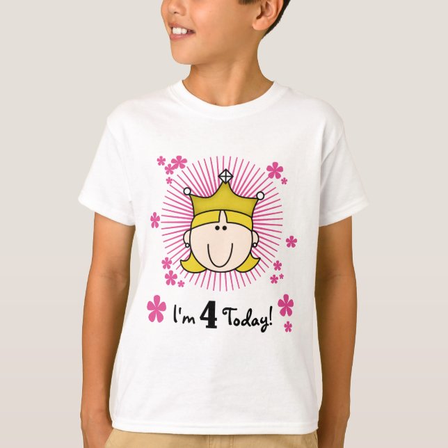 Blond Princess 4th Birthday Tshirts and Gifts (Front)