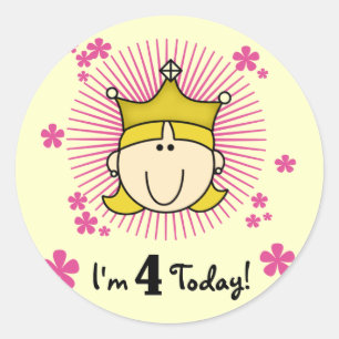 Blond Princess 4th Birthday Tshirts and Gifts Classic Round Sticker