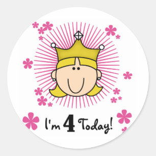 Blond Princess 4th Birthday Tshirts and Gifts Classic Round Sticker
