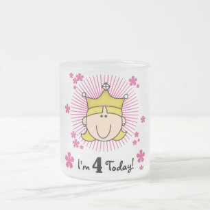 Blond Princess 4th Birthday Tshirts and Gifts Frosted Glass Coffee Mug