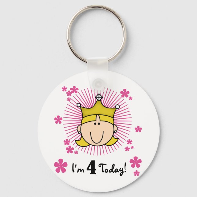 Blond Princess 4th Birthday Tshirts and Gifts Keychain (Front)