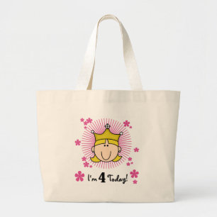 Blond Princess 4th Birthday Tshirts and Gifts Large Tote Bag