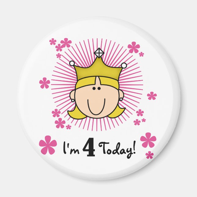 Blond Princess 4th Birthday Tshirts and Gifts Magnet (Front)