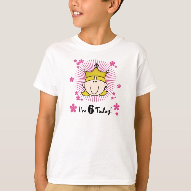 Blond Princess 6th Birthday T-Shirt (Front)