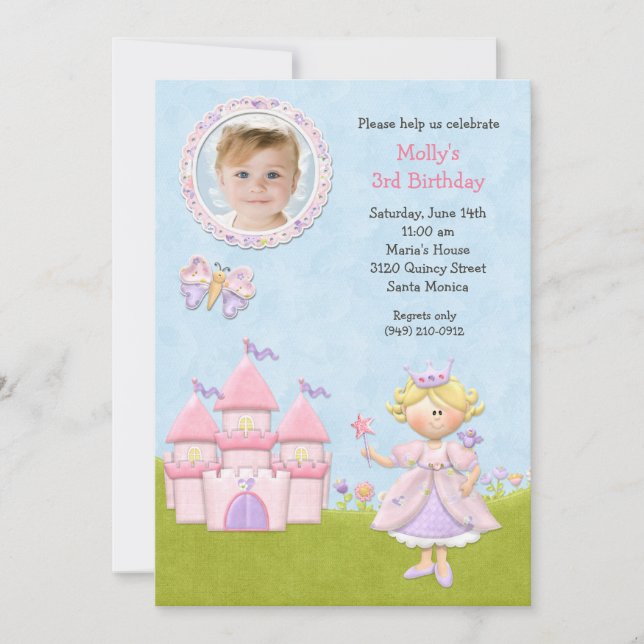 Blond Princess Birthday Party Invitation (Front)