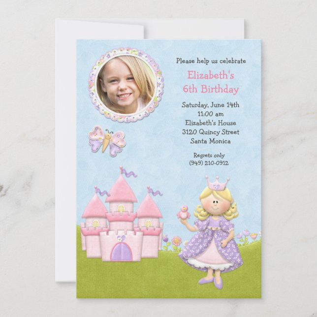 Blond Princess Birthday Party Invitation (Front)