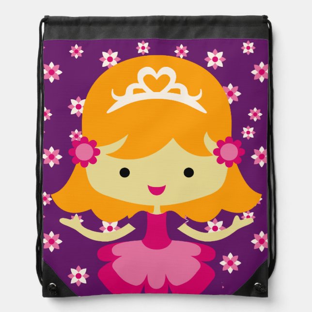 Blond Princess Floral Drawstring Bag (Front)
