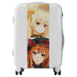 Blond red hair anime girls green amber eyes bag