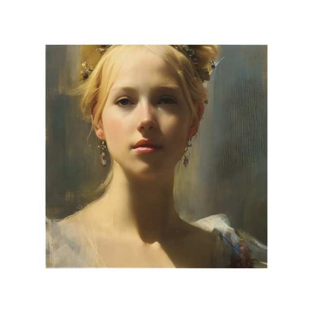 Blond Renaissance Princess Wood Wall Art (Front)
