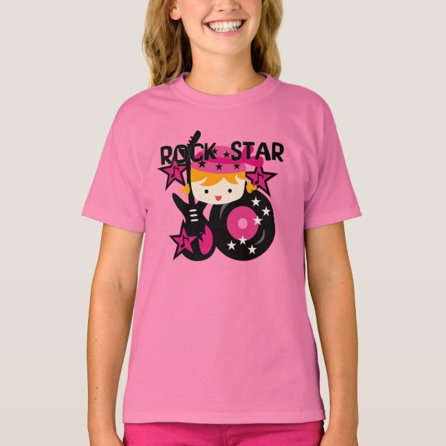 Blond Rock Star Girl T-Shirt (Front)