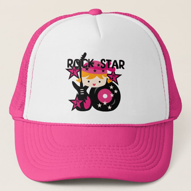 Blond Rock Star Girl Trucker Hat (Front)
