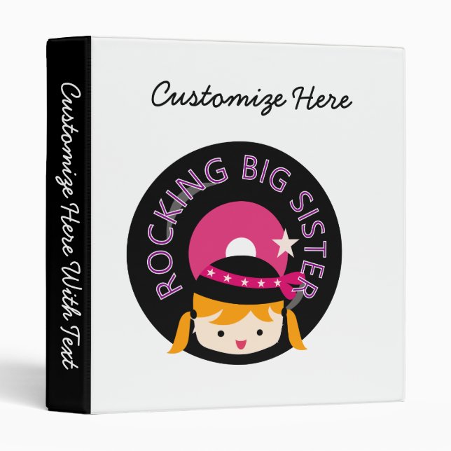 Blond Rocking Big Sister 3 Ring Binder (Front/Spine)