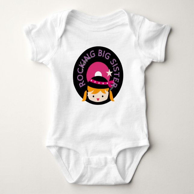 Blond Rocking Big Sister Baby Bodysuit (Front)