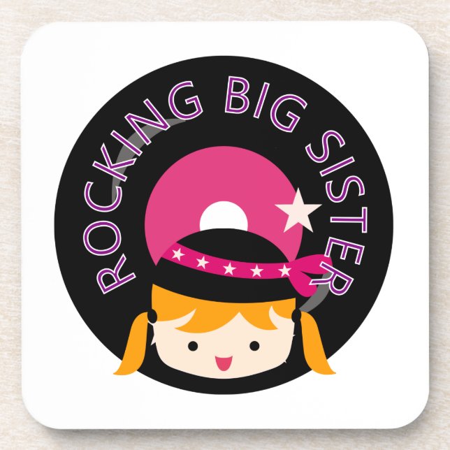 Blond Rocking Big Sister Beverage Coaster (Front)