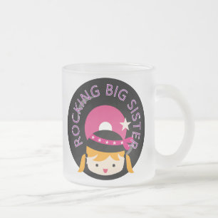 Blond Rocking Big Sister Frosted Glass Coffee Mug