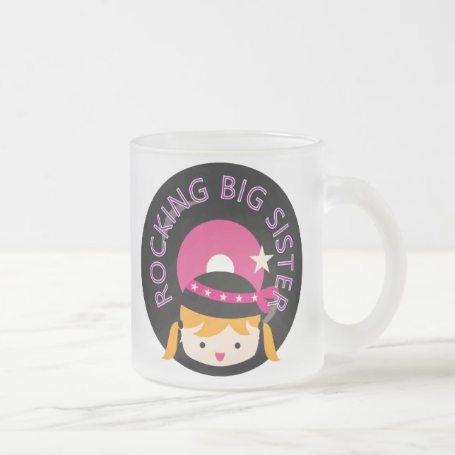 Blond Rocking Big Sister Frosted Glass Coffee Mug (Right)