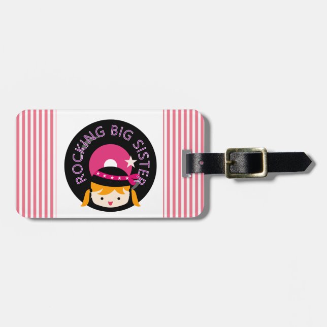 Blond Rocking Big Sister Luggage Tag (Front Horizontal)