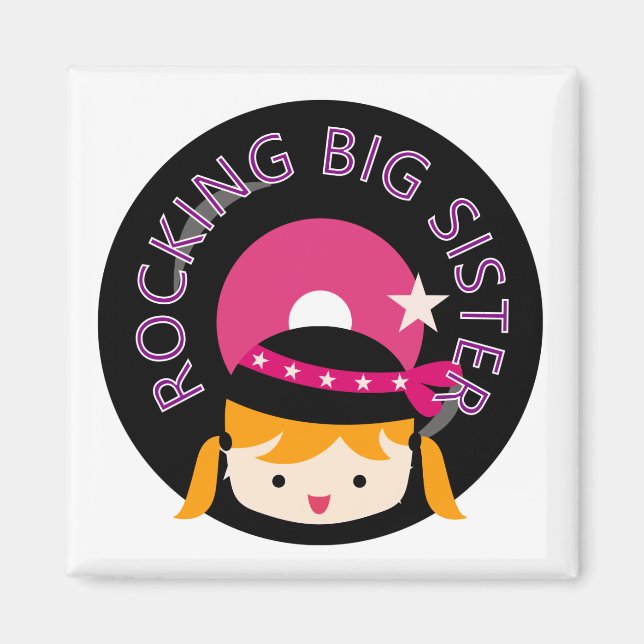 Blond Rocking Big Sister Magnet (Front)