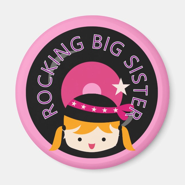 Blond Rocking Big Sister Magnet (Front)