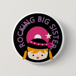 Blond Rocking Big Sister Pinback Button