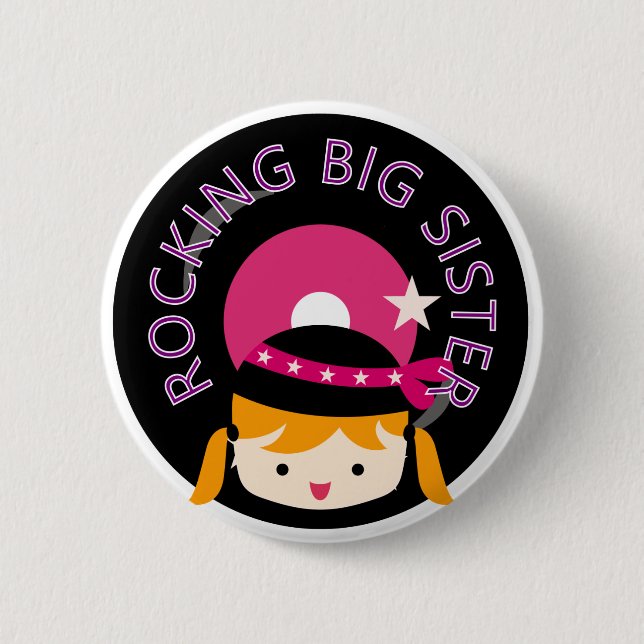 Blond Rocking Big Sister Pinback Button (Front)