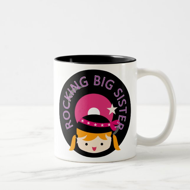 Blond Rocking Big Sister Two-Tone Coffee Mug (Right)