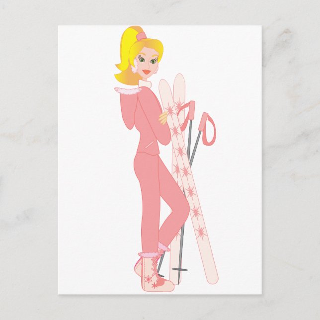 Blond Skier Postcard (Front)