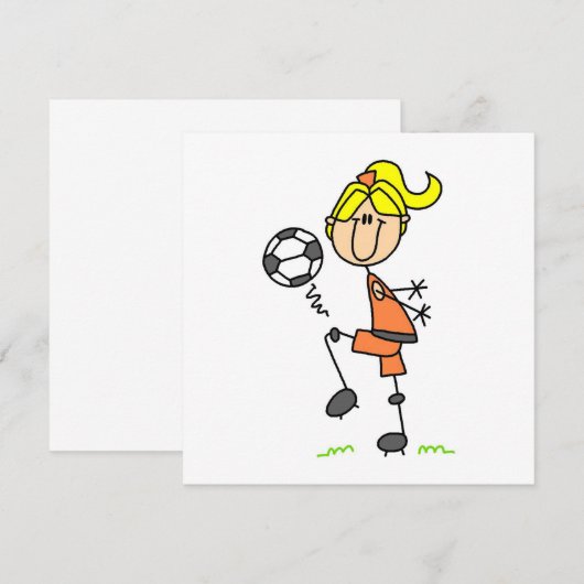 Blond Stick Figure Soccer Player Girl Gifts (Front/Back)