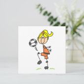 Blond Stick Figure Soccer Player Girl Gifts (Standing Front)