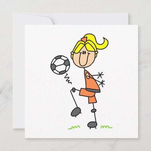Blond Stick Figure Soccer Player Girl Gifts (Front)