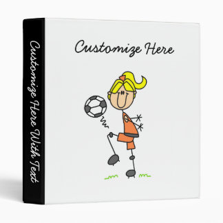 Blond Stick Figure Soccer Player Girl Gifts Binder