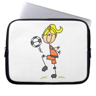 Blond Stick Figure Soccer Player Girl Gifts Laptop Sleeve