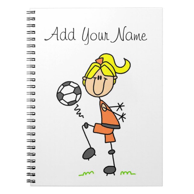 Blond Stick Figure Soccer Player Girl Gifts Notebook (Front)