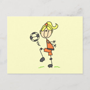 Blond Stick Figure Soccer Player Girl Gifts Postcard