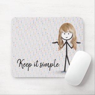 Blond Stick Girl On Polka Dots Mouse Pad
