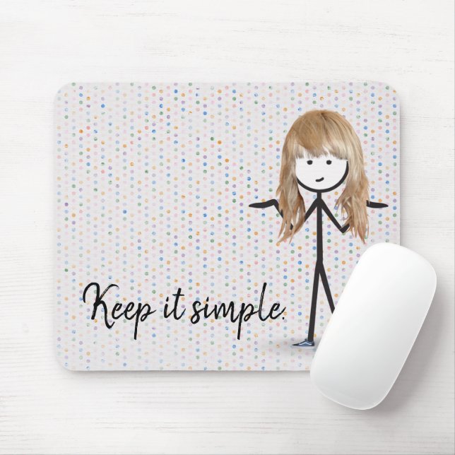 Blond Stick Girl On Polka Dots Mouse Pad (With Mouse)