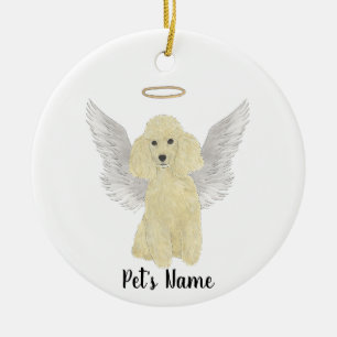 Blond Tan Golden Poodle Sympathy Memorial Ceramic Ornament