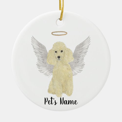 Blond Tan Golden Poodle Sympathy Memorial Ceramic Ornament