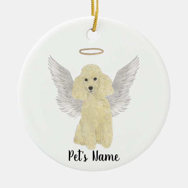 Blond Tan Golden Poodle Sympathy Memorial Ceramic Ornament (Front)