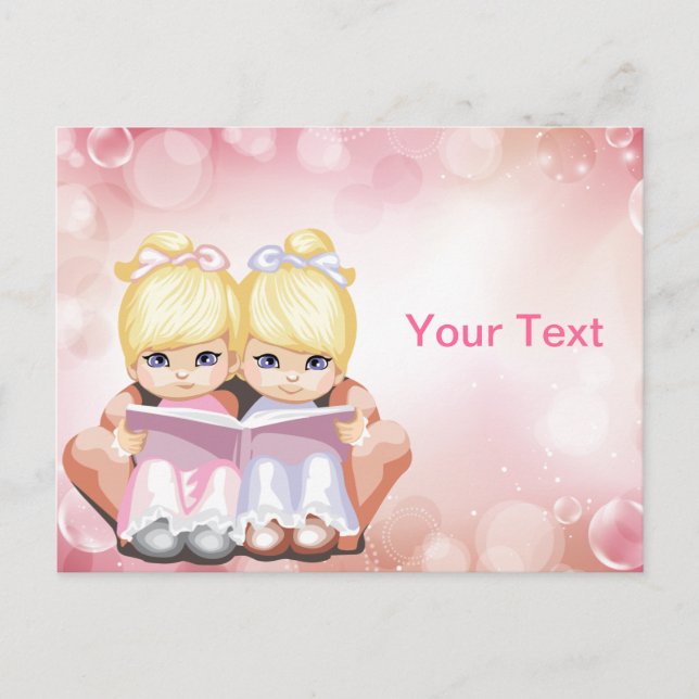 Blond Twin Girls Postcard (Front)
