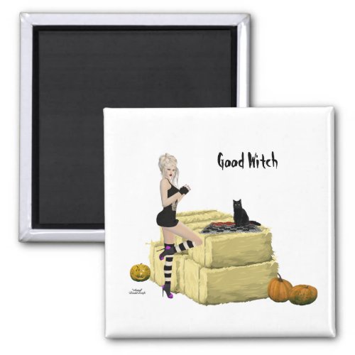 Blond Witch Pin Up Girl Magnet